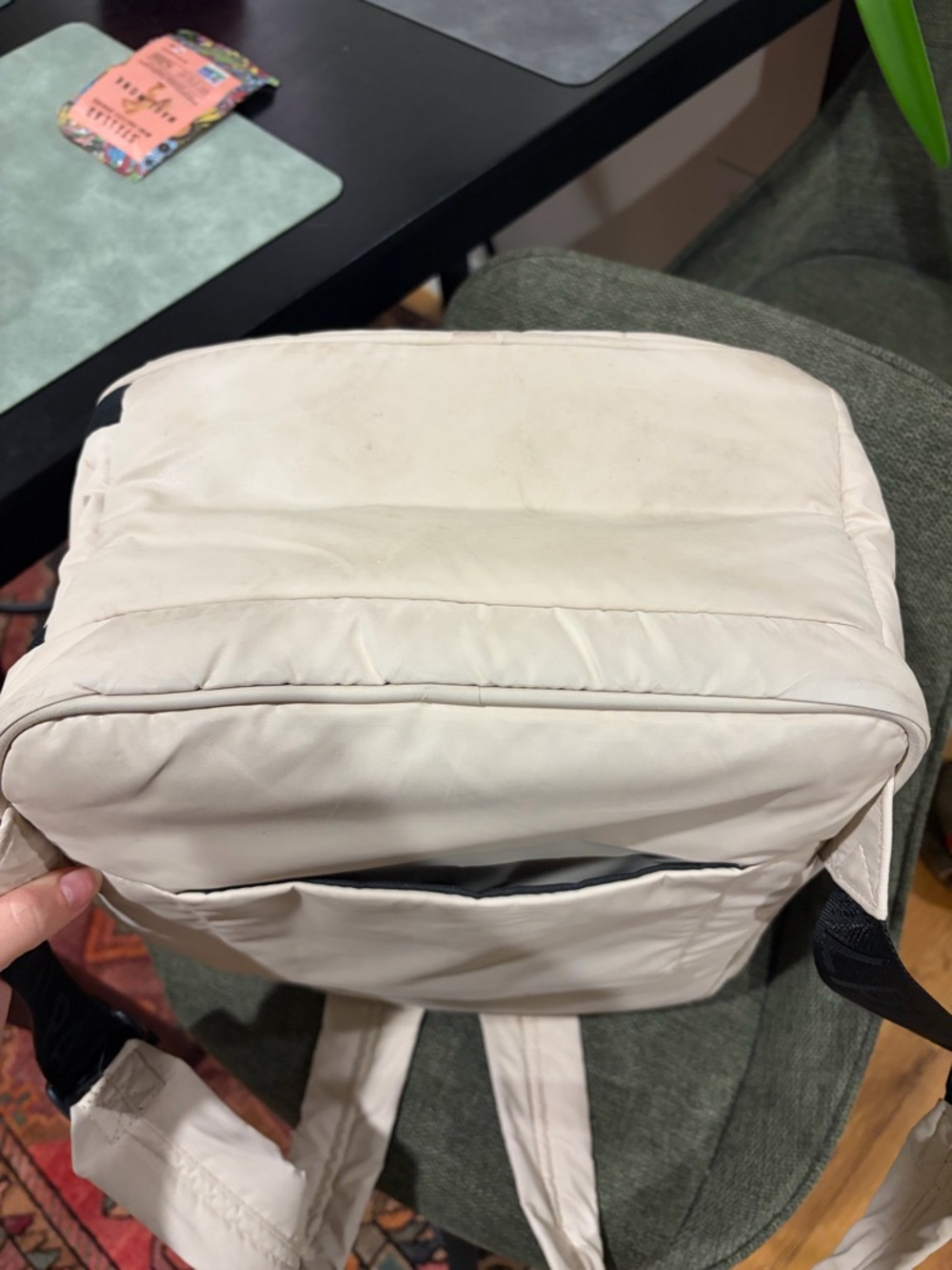 Calpak Luka 15” Cream Backpack with Black Trim - Picture 8 of 11